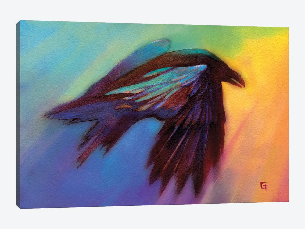 Raven in a Rainbow by Might Fly Art & Illustration 1-piece Art Print