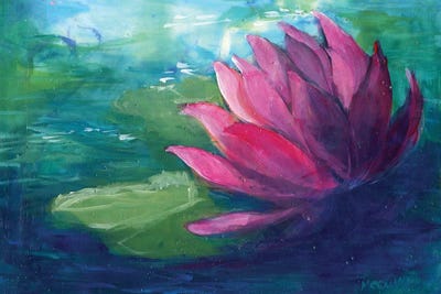 Pink Water Lilly by Might Fly Art & Illustration framed canvas print
