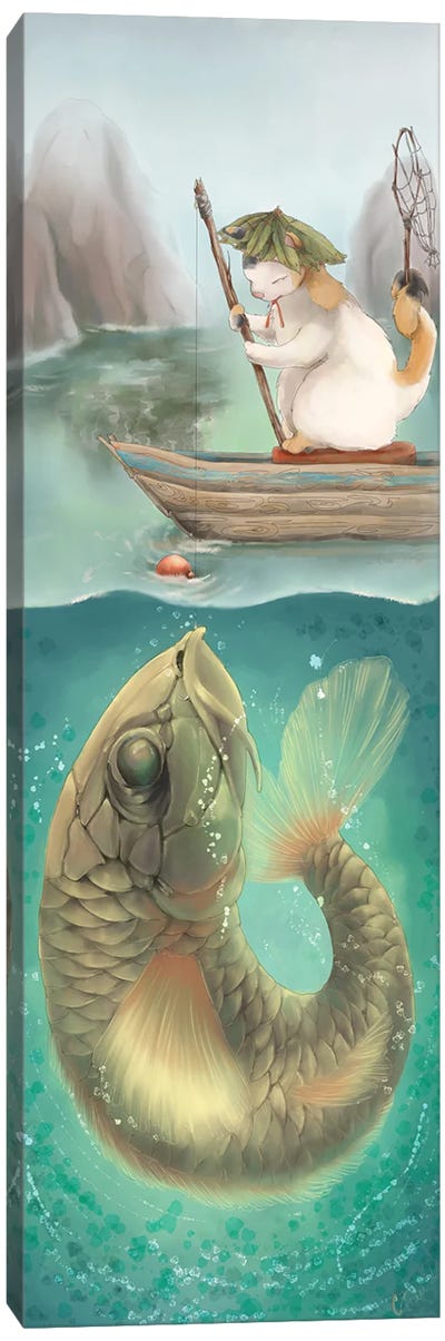 Be Careful What You Fish For Canvas Art Print - Kids Ocean Life Art