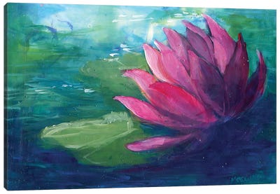 Pink Water Lilly Canvas Art Print - Water Lilies Collection