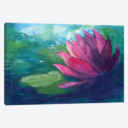 Pink Water Lilly Canvas Print #FAI6} by Might Fly Art & Illustration Canvas Artwork