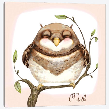 The Happiest Owl Canvas Print #FAI70} by Might Fly Art & Illustration Canvas Artwork