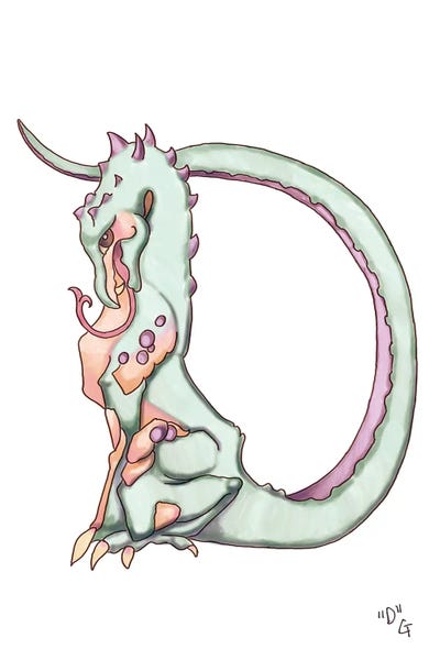 Kids Educational Art: Monster Letter D by Might Fly Art & Illustration