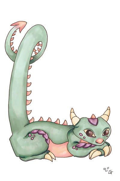 The Letter L: Monster Letter L by Might Fly Art & Illustration