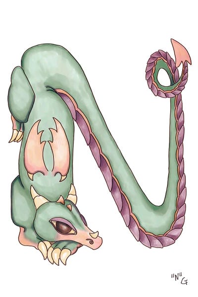 Kids Educational Art: Monster Letter N by Might Fly Art & Illustration