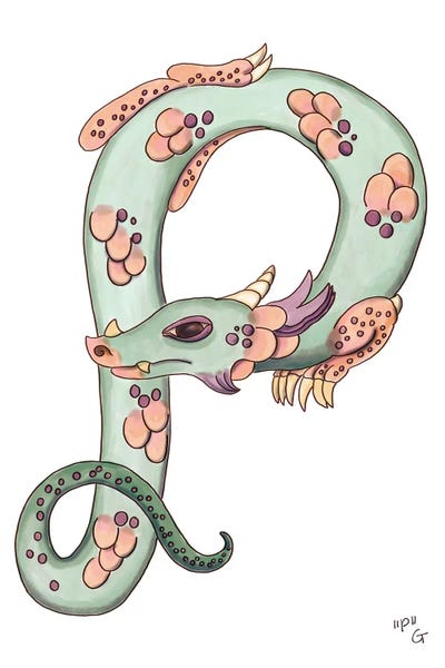 The Letter P: Monster Letter P by Might Fly Art & Illustration