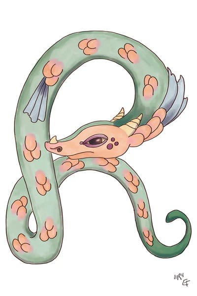 The Letter R: Monster Letter R by Might Fly Art & Illustration