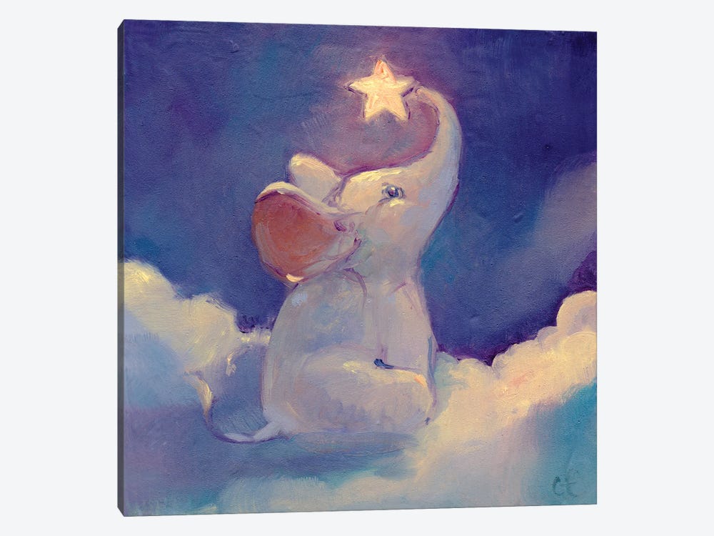 Little Elephant by Might Fly Art & Illustration 1-piece Canvas Print