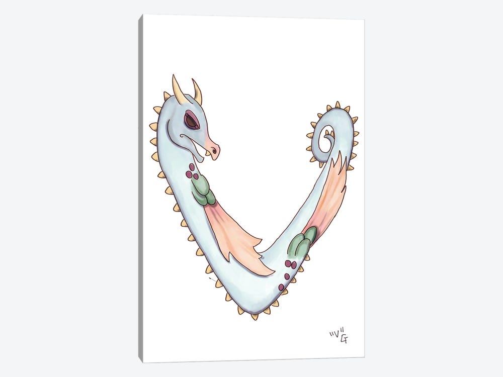 Monster Letter V by Might Fly Art & Illustration 1-piece Canvas Artwork