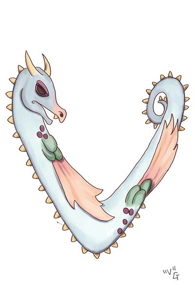 Kids Educational Art: Monster Letter V by Might Fly Art & Illustration