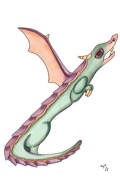 The Letter Y: Monster Letter Y by Might Fly Art & Illustration