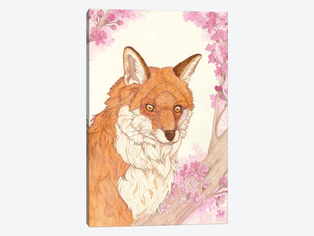 Fox And Blossoms by Might Fly Art & Illustration 1-piece Canvas Print