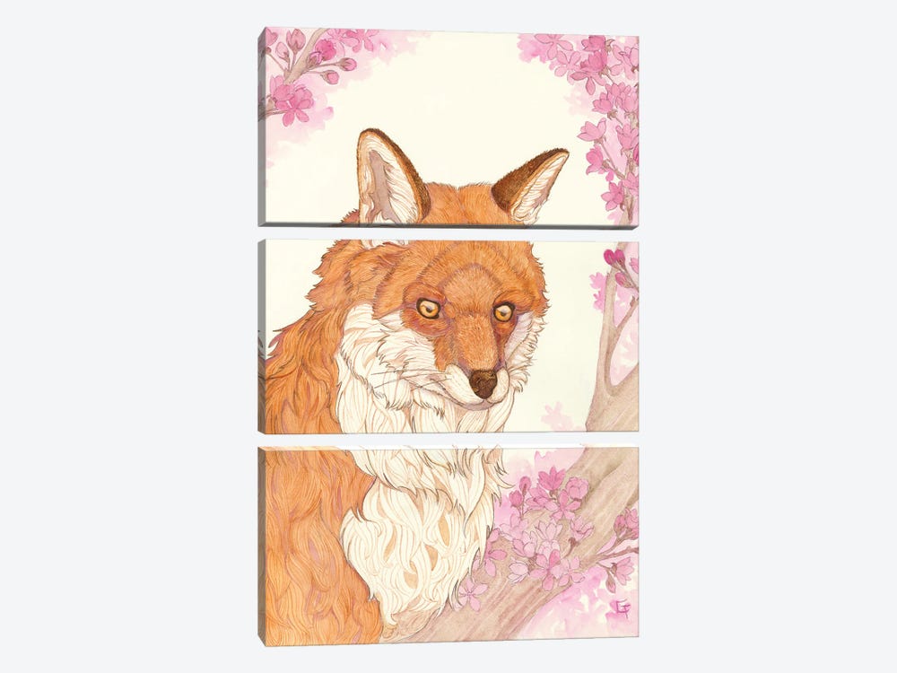 Fox And Blossoms by Might Fly Art & Illustration 3-piece Canvas Print