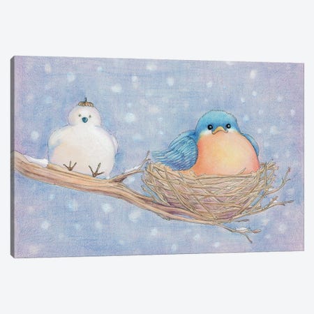 Lonely Blue Bird Canvas Print #FAI9} by Might Fly Art & Illustration Canvas Print