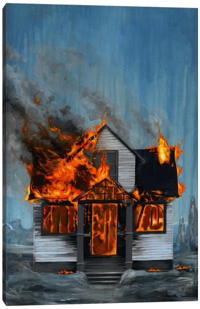 House On Fire Canvas Art Print - Famous When Dead