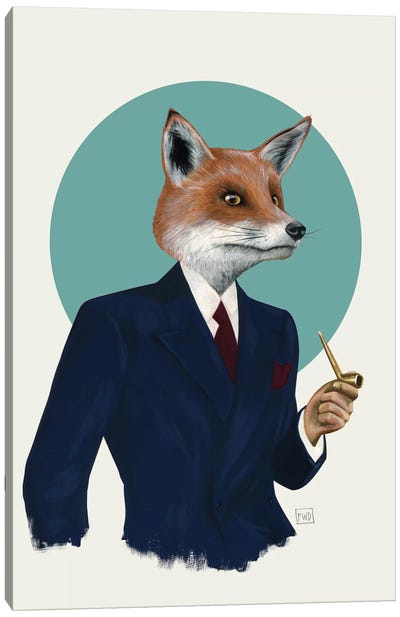 Mr. Fox Canvas Art Print - Smoking Art