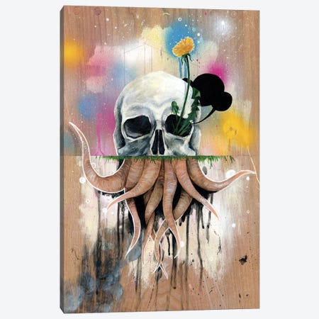 Skull Roots Canvas Print #FAM30} by Famous When Dead Canvas Artwork