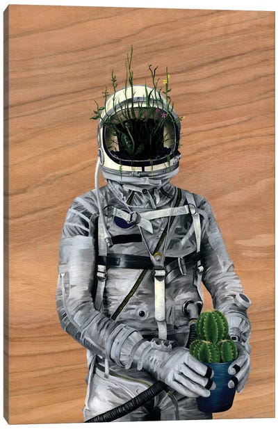 Spaceman I (Cacti) Canvas Art Print - Space Exploration Art