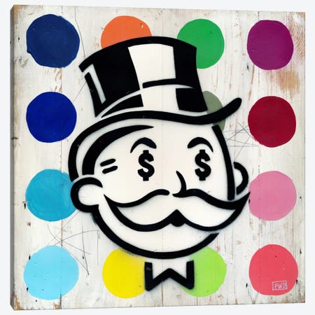 Rich Uncle Pennybags Monopoly Stocks by CHOSEN (2020) : Painting Acrylic,  Spray Paint on Wood - SINGULART