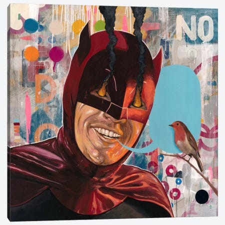 Caped Crusader Canvas Print #FAM46} by Famous When Dead Canvas Art