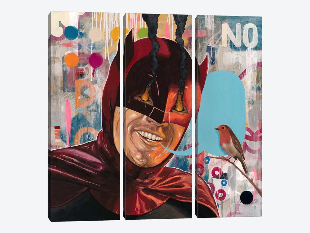 Caped Crusader by Famous When Dead 3-piece Canvas Art Print