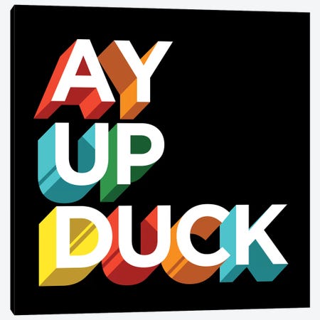 Ay Up Duck Canvas Print #FAM63} by Famous When Dead Art Print