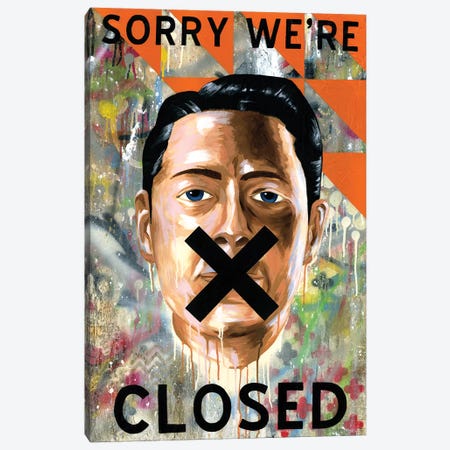 Sorry We're Closed Canvas Print #FAM64} by Famous When Dead Canvas Art