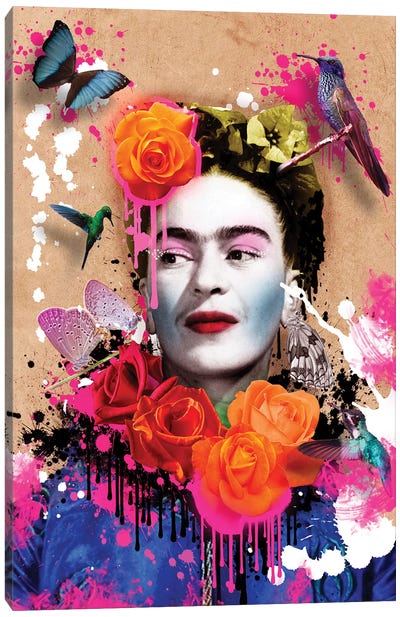 Frida Kahlo Canvas Art Print - Hummingbird Art