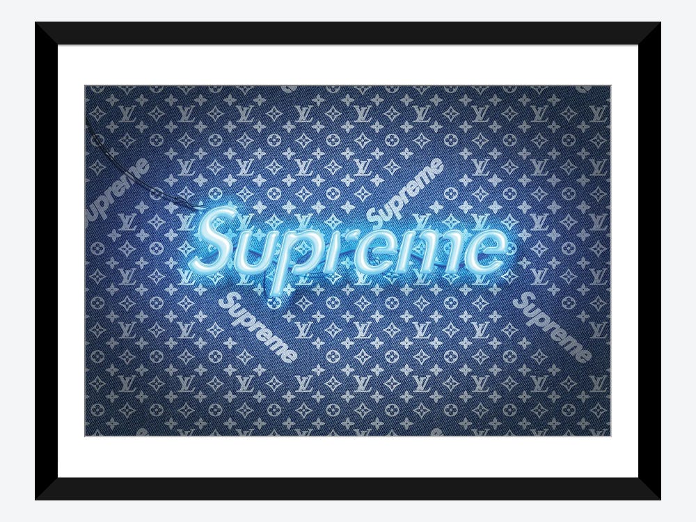 Framed Poster Prints - Supreme x LV Denim by Frank Amoruso ( Fashion > Supreme art) - 24x32x1