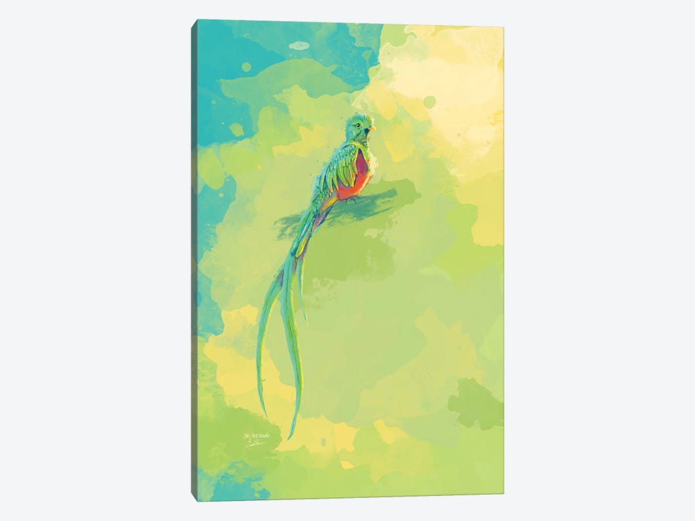 Resplendent Quetzal - Bird Digital Painting by Flo Art Studio 1-piece Canvas Art Print