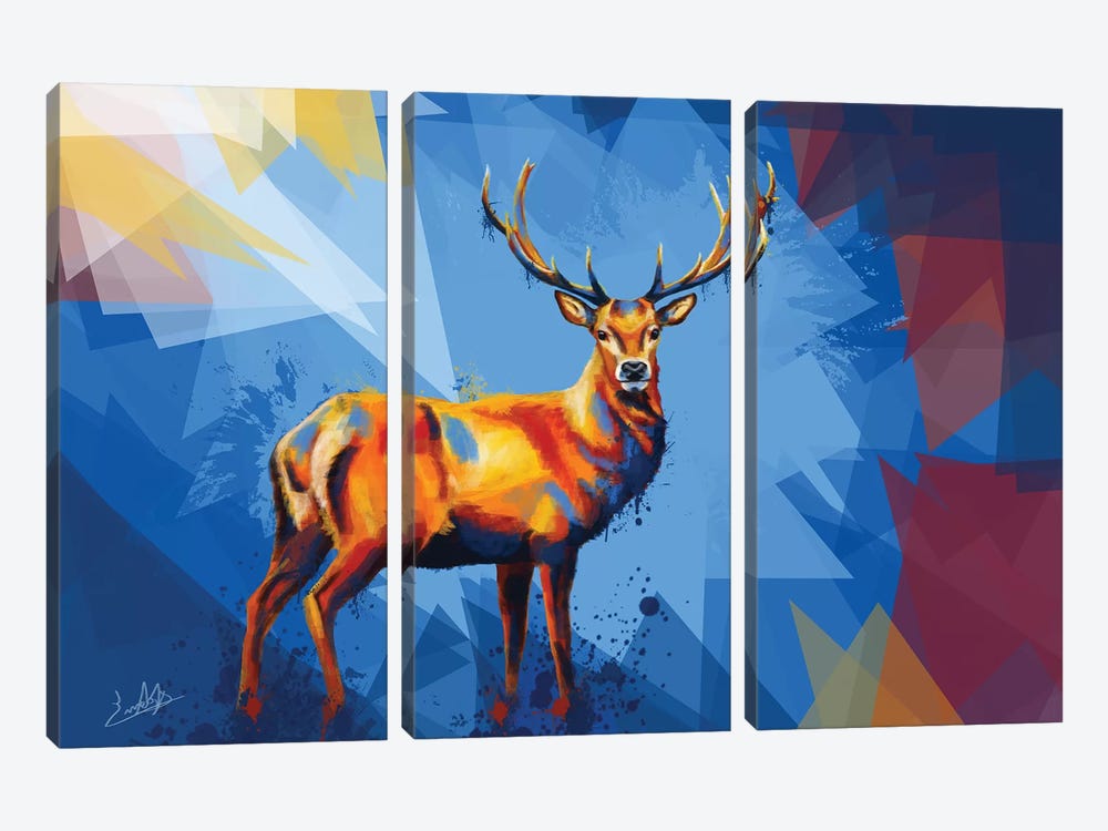 Deer in the Wilderness by Flo Art Studio 3-piece Canvas Art