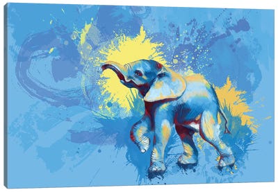 Baby Elephant Canvas Art Print - Flo Art Studio