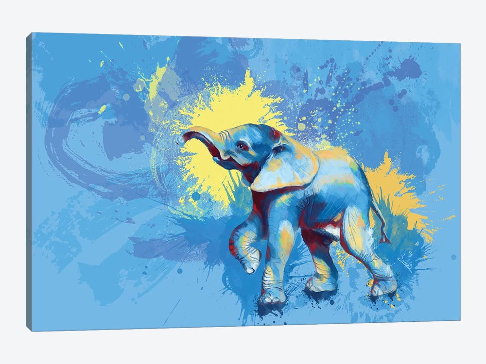 Baby Elephant by Flo Art Studio 1-piece Canvas Wall Art