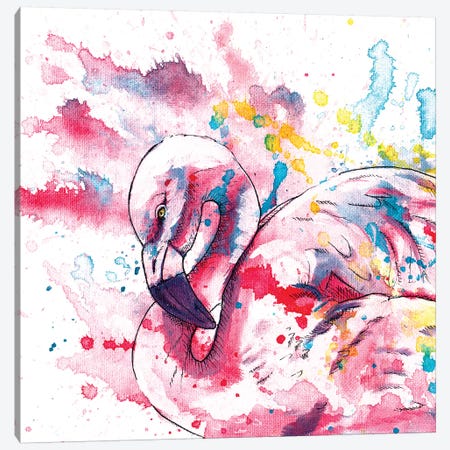 Pink Flamingo Canvas Print #FAS19} by Flo Art Studio Canvas Wall Art