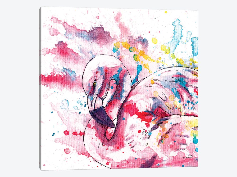 Pink Flamingo by Flo Art Studio 1-piece Canvas Print