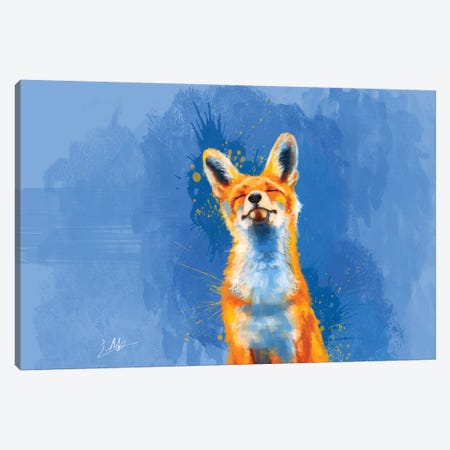 Happy Fox Canvas Print #FAS21} by Flo Art Studio Art Print
