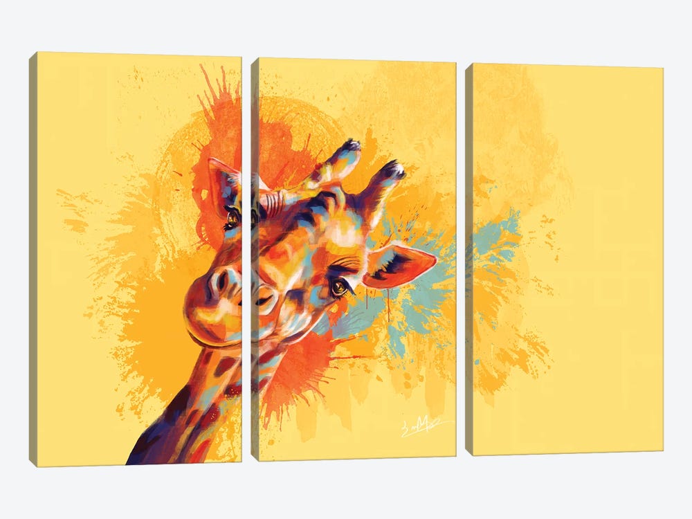 Hello Giraffe by Flo Art Studio 3-piece Canvas Wall Art