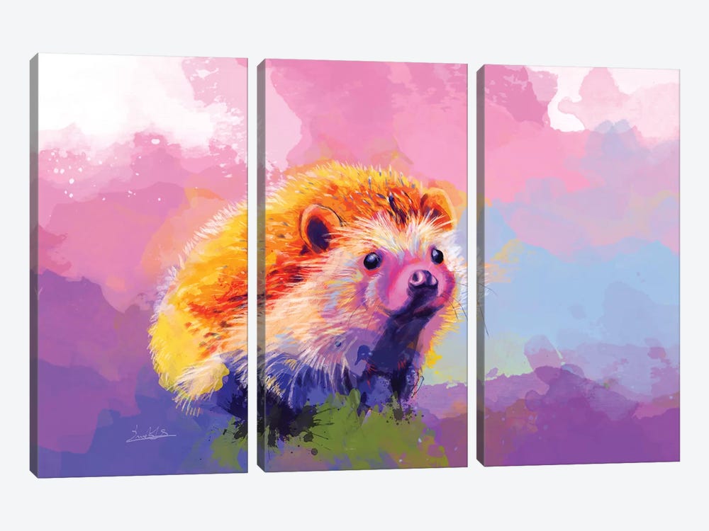 Sweet Hedgehog 3-piece Canvas Print