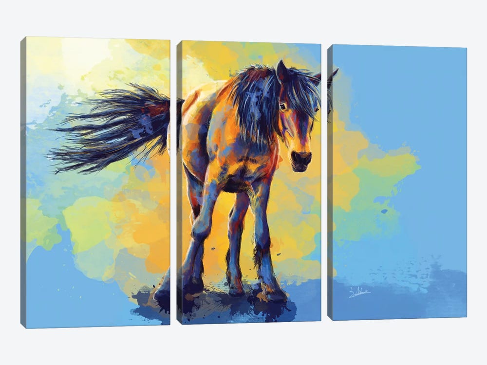 Horse In The Sunlight by Flo Art Studio 3-piece Canvas Wall Art