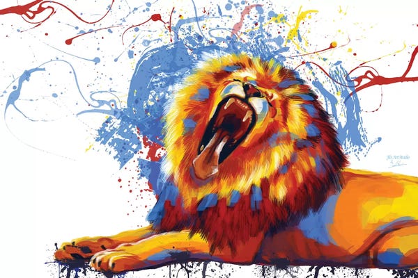 Lions: Lion Yawn by Flo Art Studio
