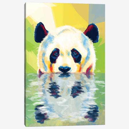 Panda Taking A Bath Canvas Print #FAS42} by Flo Art Studio Canvas Print