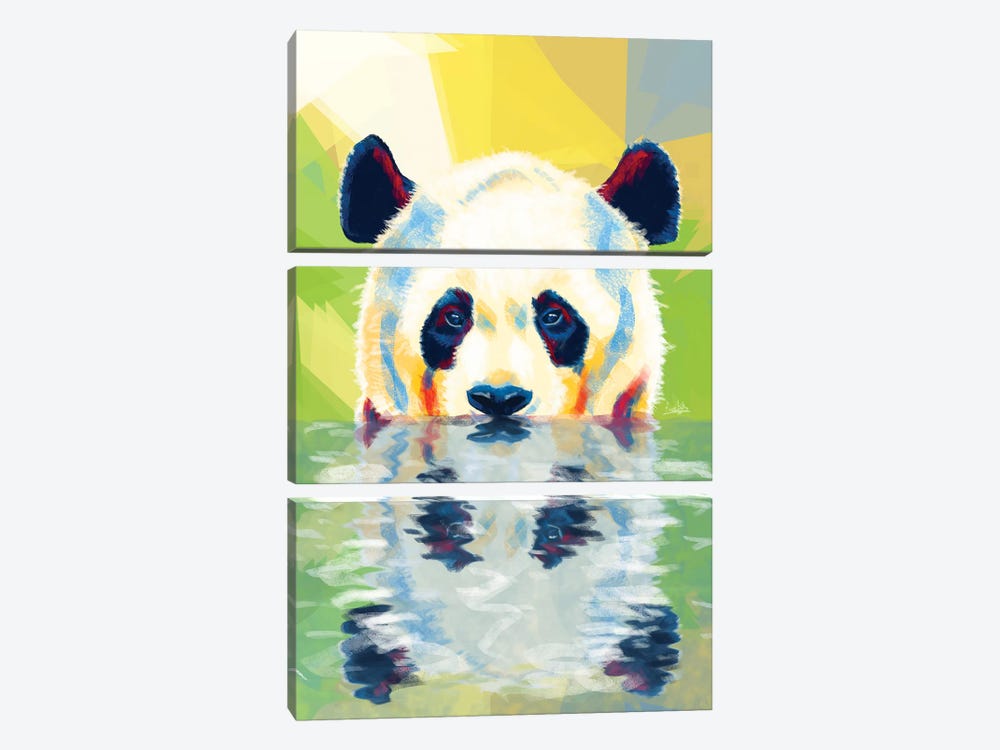 Panda Taking A Bath by Flo Art Studio 3-piece Art Print