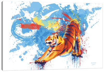 Stretching Tiger Canvas Art Print - Tiger Art