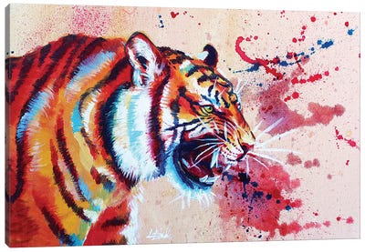 Vivid Rage Canvas Art Print - Tiger Art