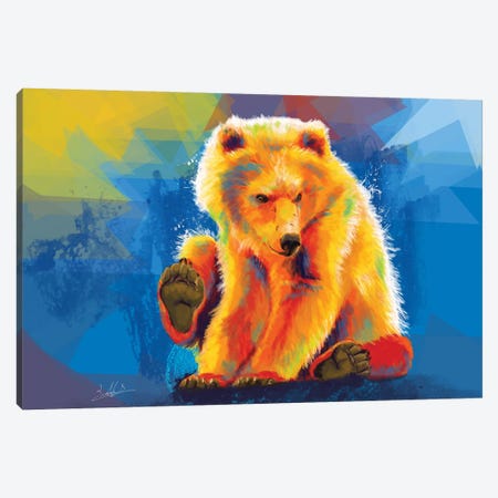 Play With A Bear Canvas Print #FAS4} by Flo Art Studio Canvas Print