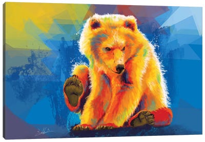 Play With A Bear Canvas Art Print - Flo Art Studio