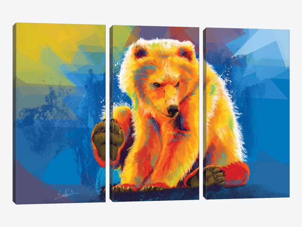 Play With A Bear by Flo Art Studio 3-piece Art Print