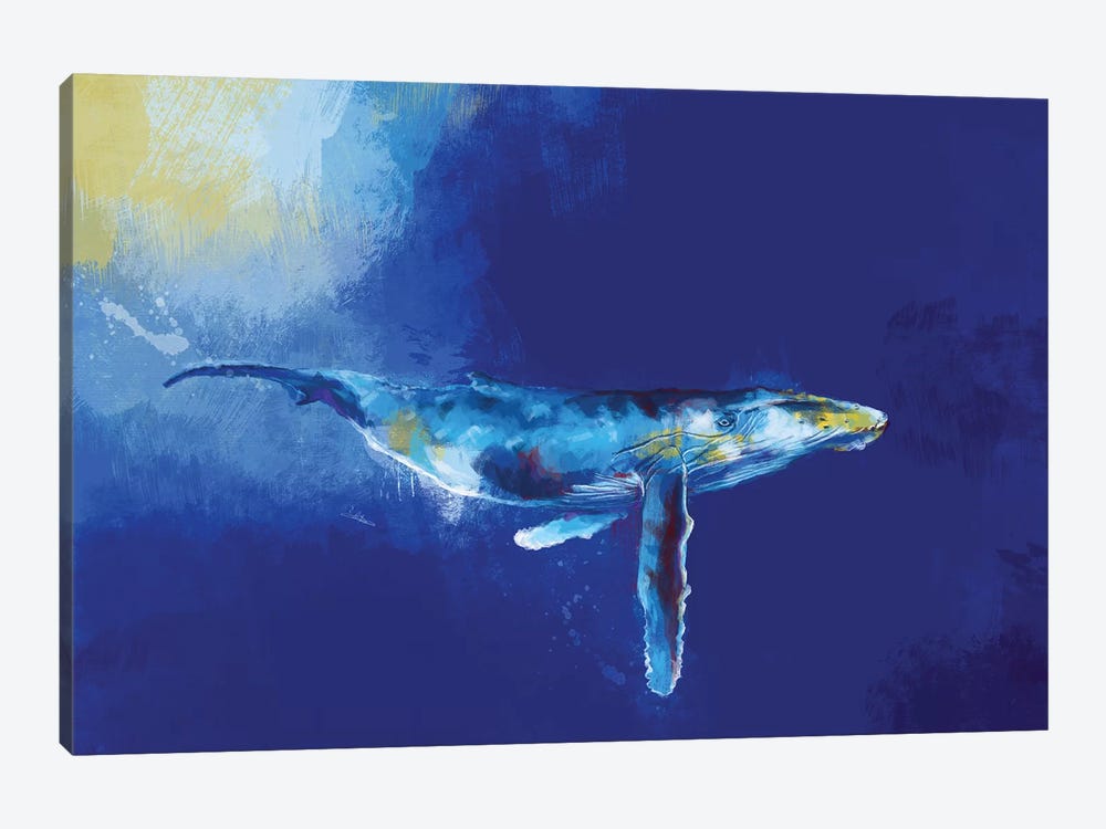 Deep Blue Whale by Flo Art Studio 1-piece Canvas Art