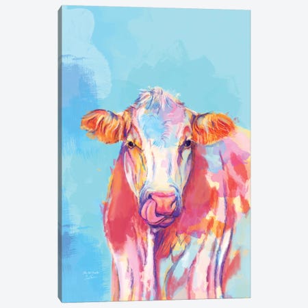 Whimsical Cow Canvas Print #FAS67} by Flo Art Studio Canvas Artwork