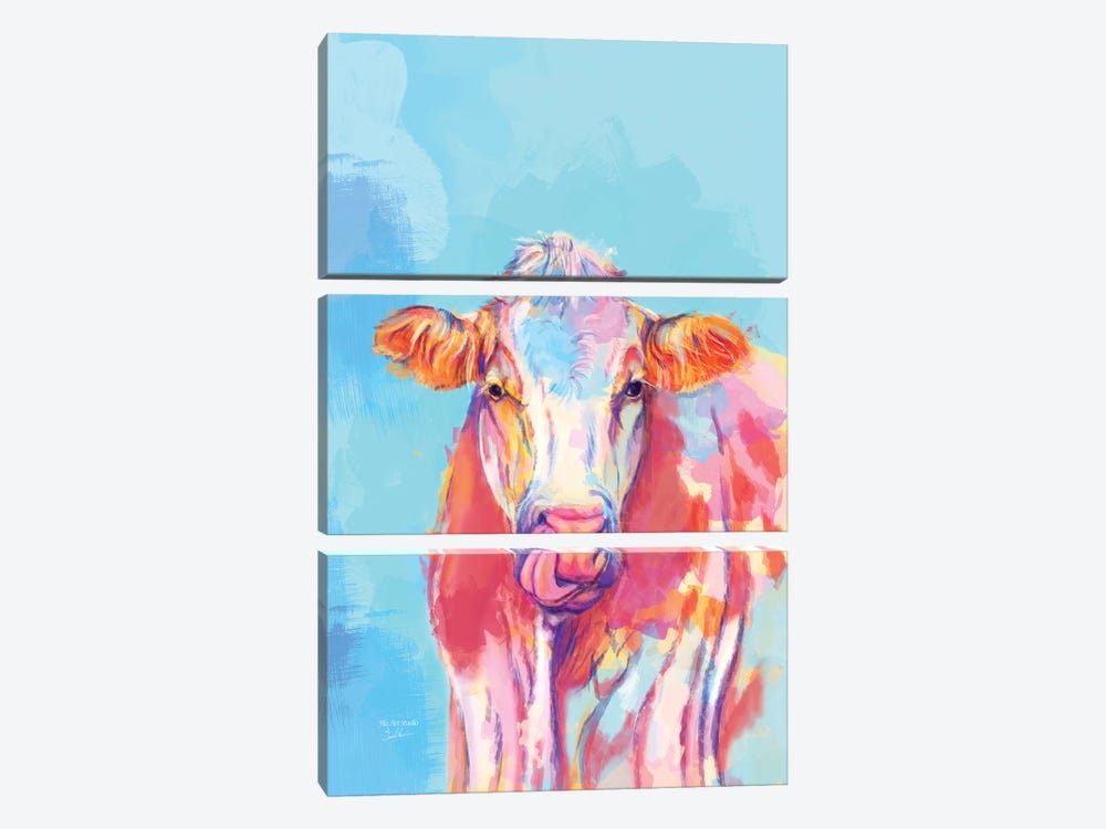 Whimsical Cow by Flo Art Studio 3-piece Canvas Wall Art